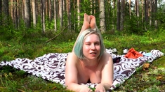 Solo eurobabe masturbating outdoors