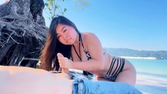 Yiming Curiosity 依鸣 - Naughty Asian Teen Beach Fuck /