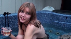 her parents are traveling so she gets naked in their jacuzzi