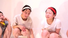 Asian schoolgirl enjoy group sex