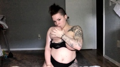 Chubby Brunette Big Boobs Dildo Masturbation