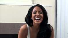 Cute amateur brunette naughty in solo jerking show on camera