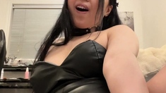 Stacked brunette goes solo toys and masturbation