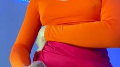 Ebony tranny Brii jerks her black boner in solo masturbation