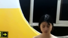 Cute asian teen with a big cock jerking on cam realteenscam