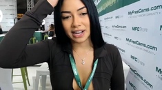 Asian enjoys outdoor masturbation