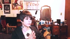 Short-Haired Crossdresser Cutie on Webcam