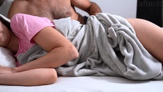 I join a beautiful little babe in her bed for spooning sex.