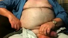 Hairy Grandpa Bear Strokes His Big Cock