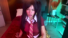 Cute curly brunette solo webcam masturbation