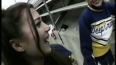 Sexy Cheerleaders Nina And Sabrina Get Anal Slammed By A Hung Fucker