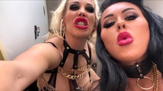 Dirty Brunette In Latex Outfit And Stockings Sucks Big Beef