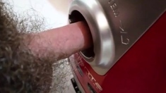 The vacuum cleaner hole and cumshot inside