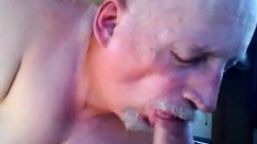 Grandpa really enjoy sucking fat old cock